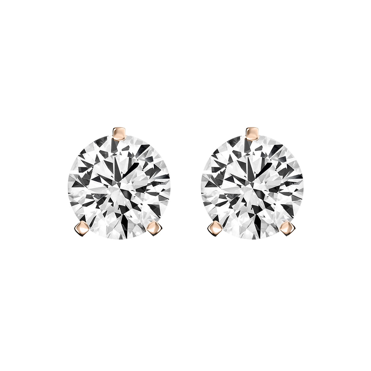 14K Rose Gold Diamond Stud Earrings (3/4 ct. tw) The Art Of Jewels