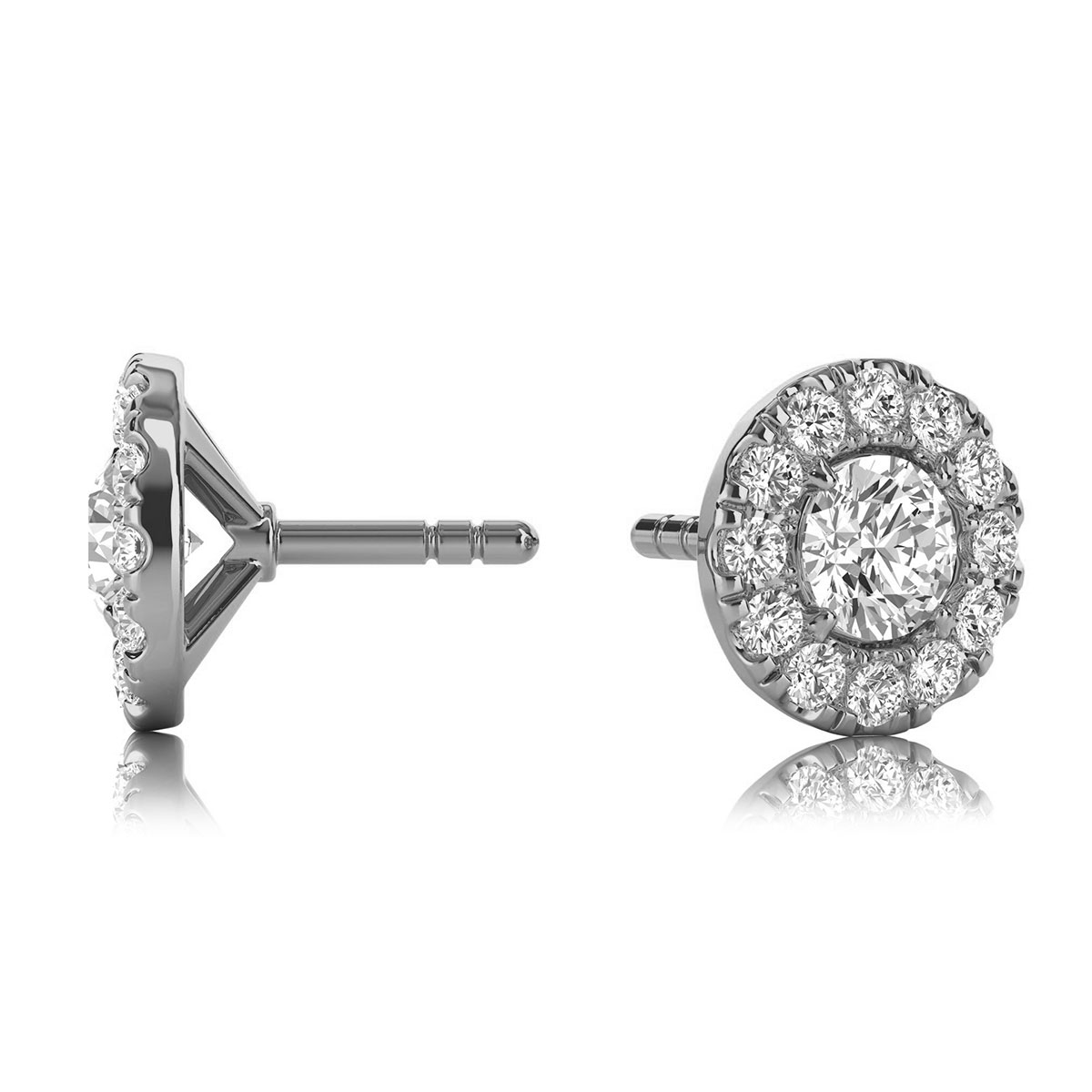 Platinum Round Halo Lab Grown Diamond Earrings (1/2 ct. tw) The Art