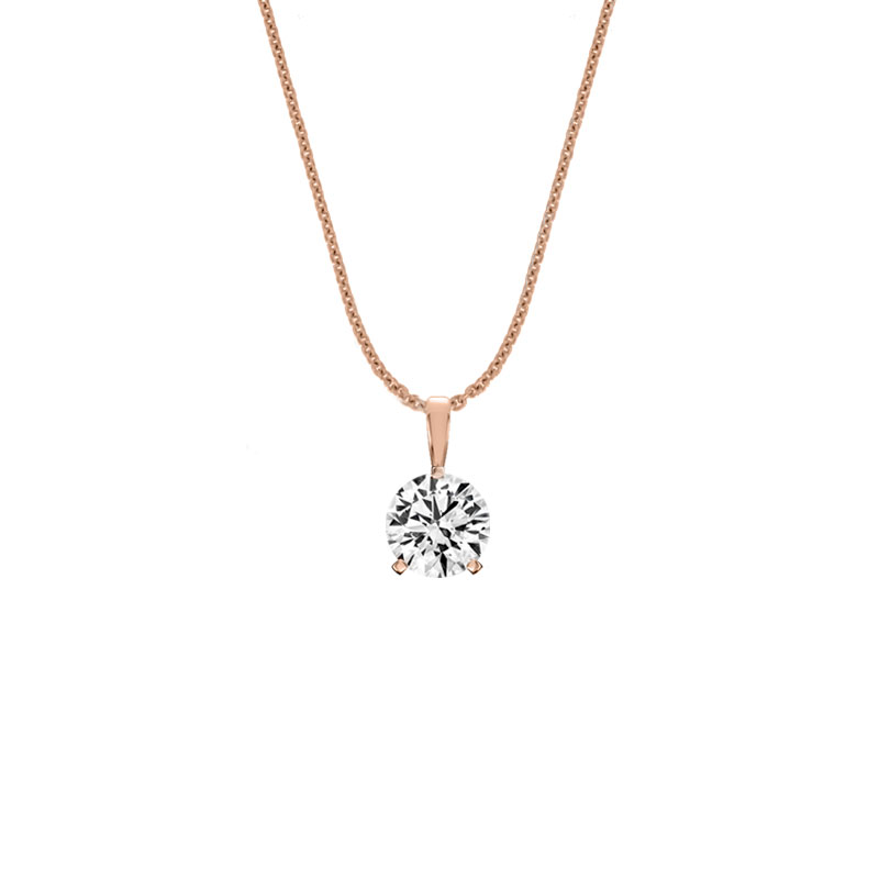 18K Rose Gold Martini 3 Prongs Natural Diamond Pendant (1/2 ct. tw)