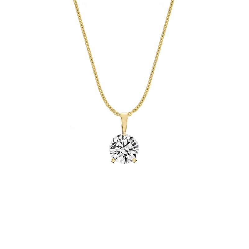 14K Yellow Gold Martini 3 Prongs Natural Diamond Pendant (1/2 ct. tw)