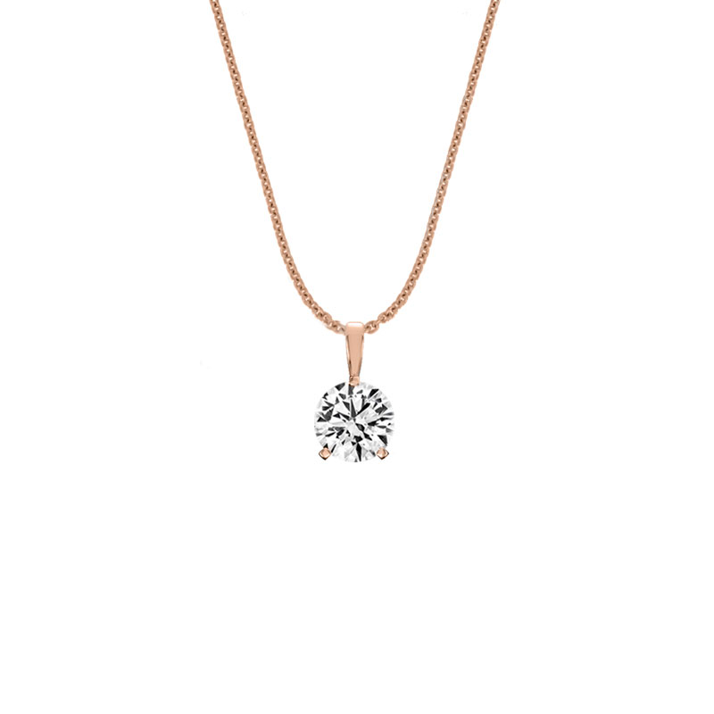 14K Rose Gold Martini 3 Prongs Natural Diamond Pendant (1/3 ct. tw)