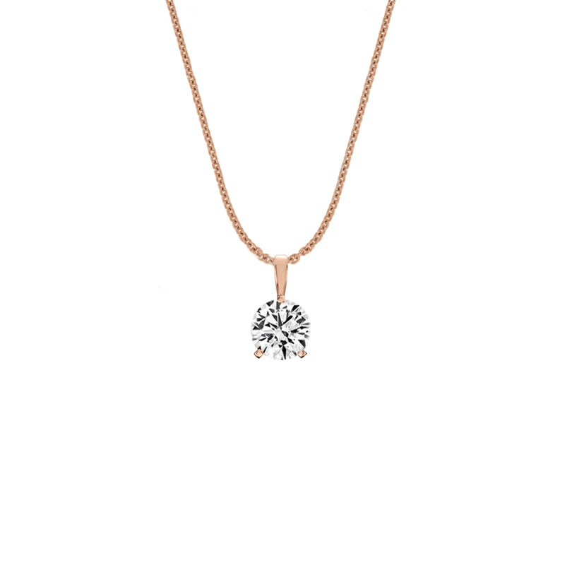 14K Rose Gold Martini 3 Prongs Natural Diamond Pendant (1/4 ct. tw)