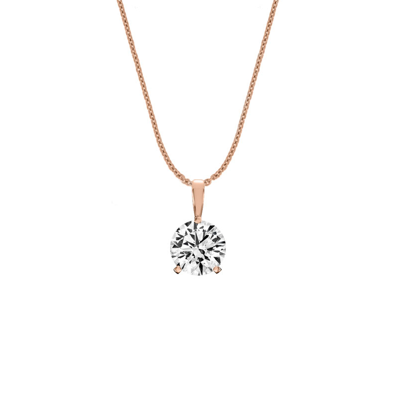 14K Rose Gold Martini 3 Prongs Natural Diamond Pendant (1 1/2 ct. tw)