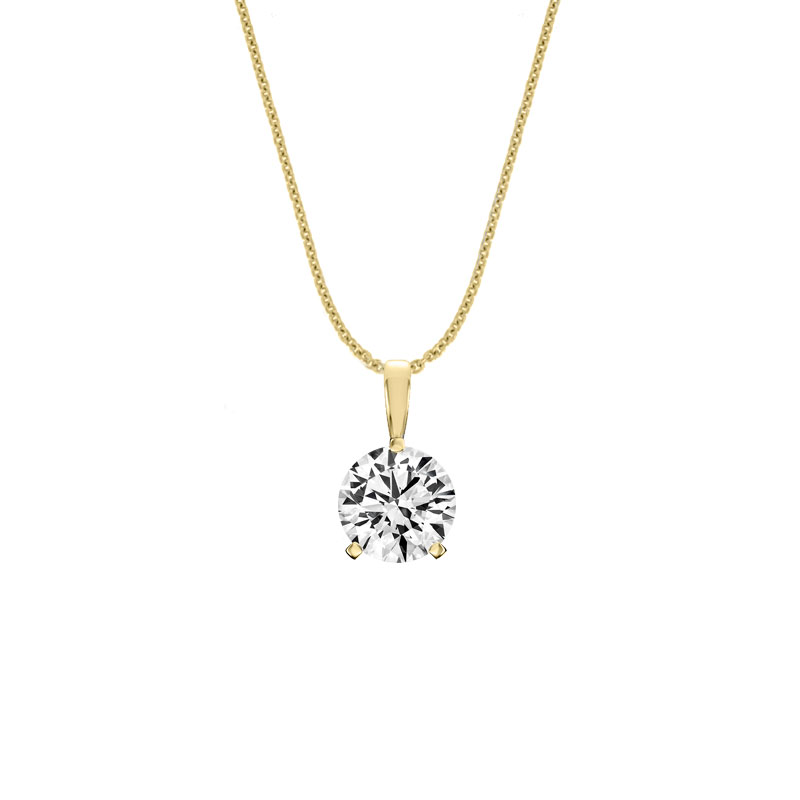 14K Yellow Gold Martini 3 Prongs Natural Diamond Pendant (2 ct. tw)