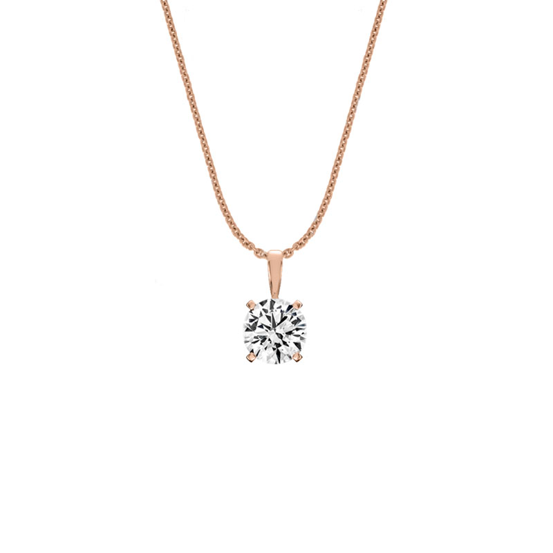 18K Rose Gold Four Prongs Natural Diamond Pendant (1/2 ct. tw)