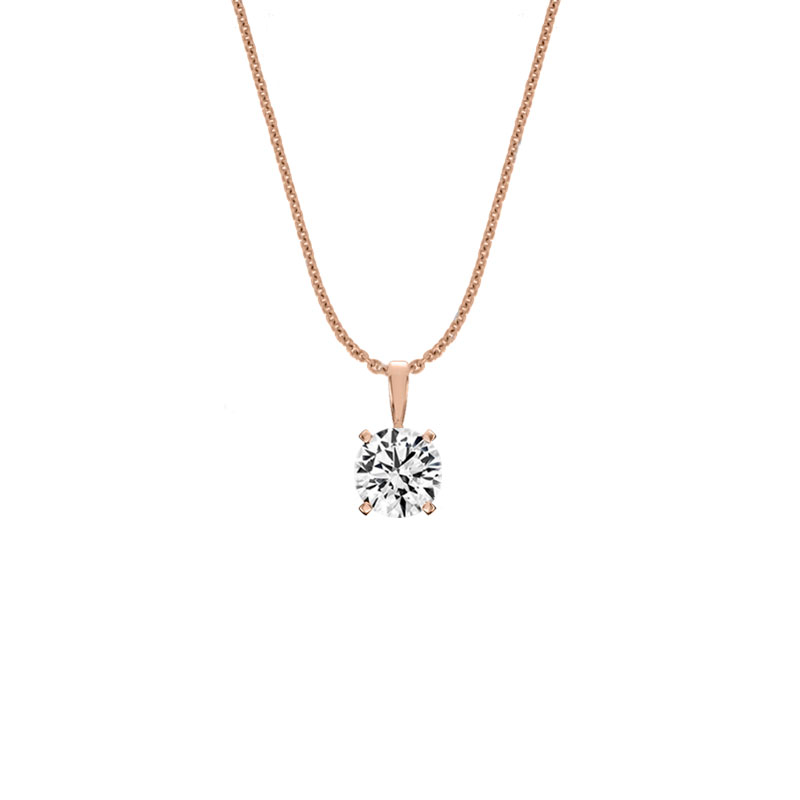 14K Rose Gold Four Prongs Natural Diamond Pendant (1/3 ct. tw)