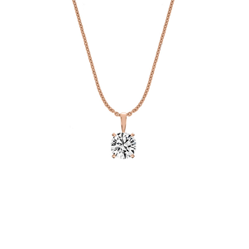 14K Rose Gold Four Prongs Natural Diamond Pendant (1/4 ct. tw)