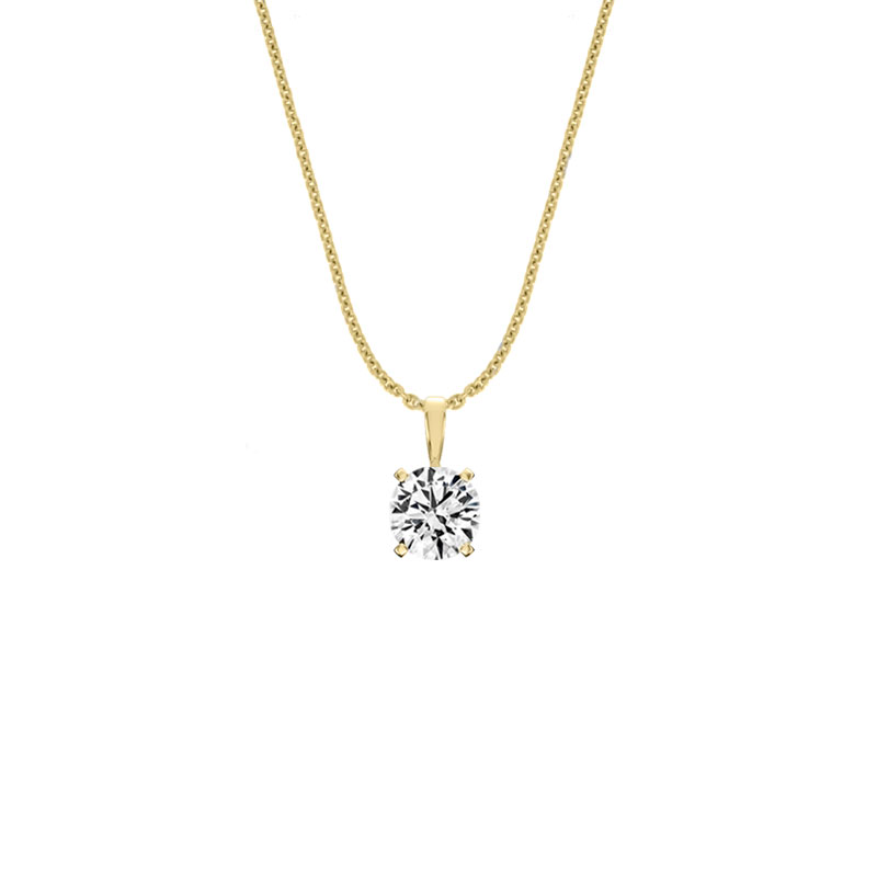 14K Yellow Gold Four Prongs Natural Diamond Pendant (1/4 ct. tw)