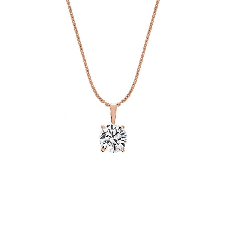 14K Rose Gold Four Prongs Natural Diamond Pendant (3/4 ct. tw)