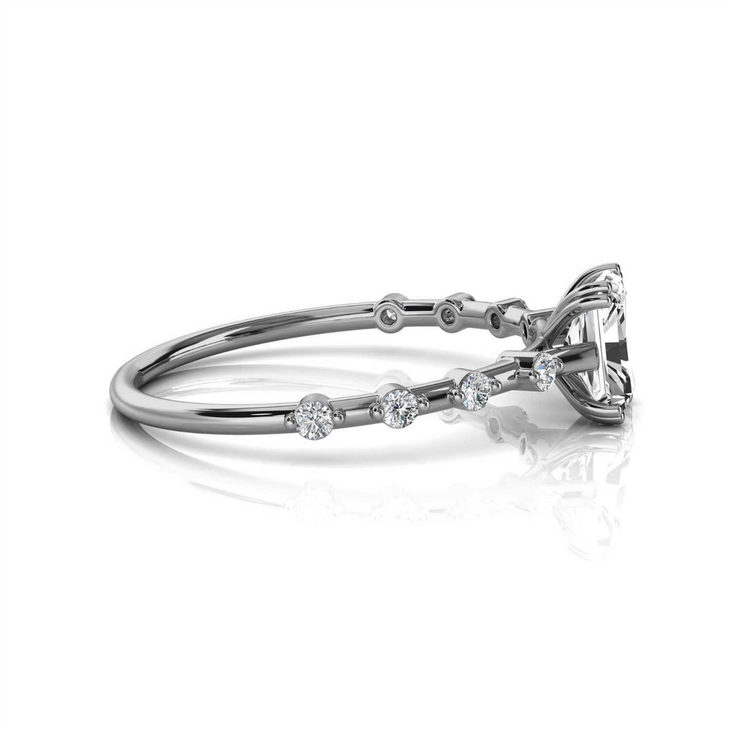 14K White Gold Verlene Petite Earthy Organic Design Lab Grown Diamond Ring (1/10 ct. tw)