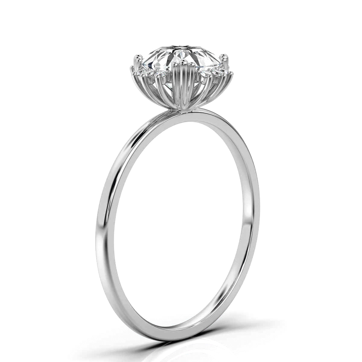 14K White Gold Martha Halo Petite Lab Grown Diamond Ring (1/10 ct. tw)