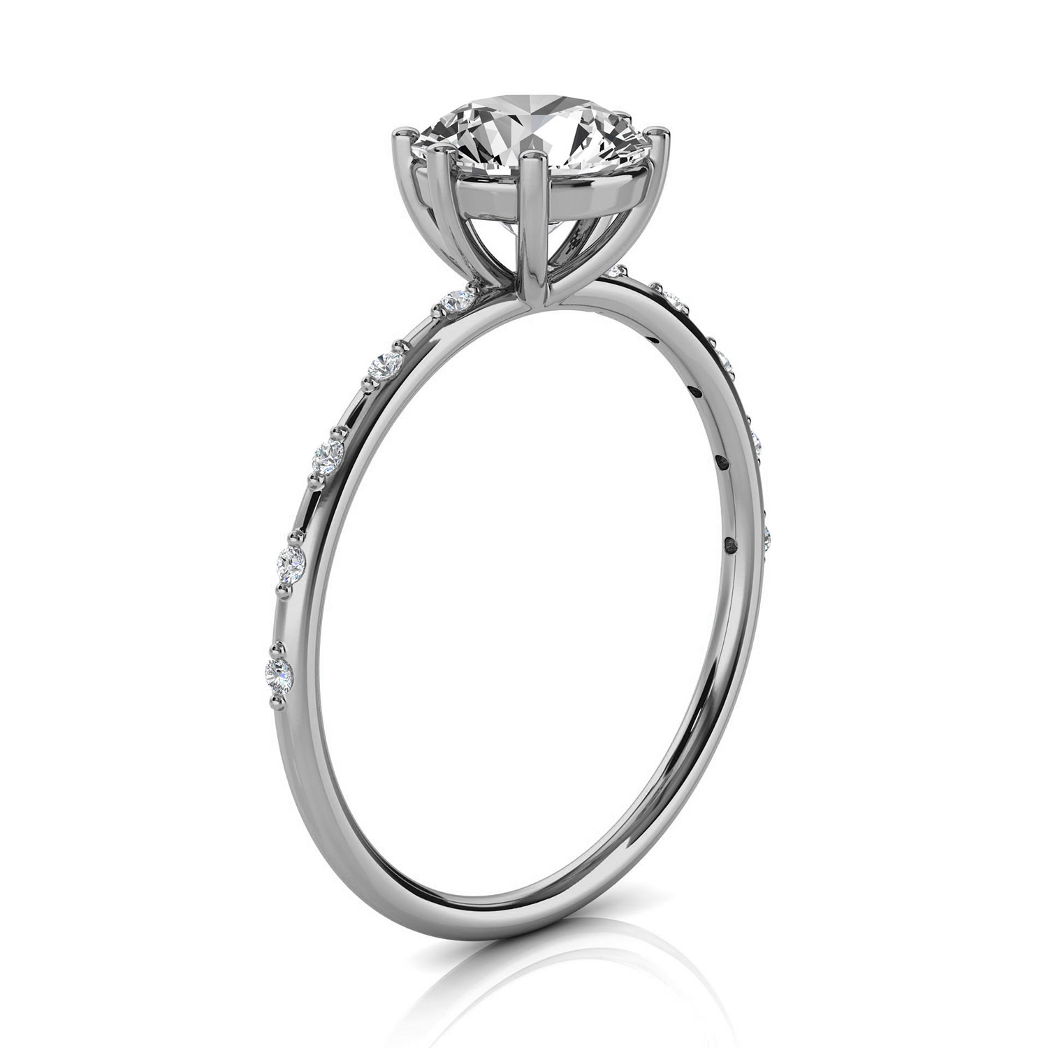 14K White Gold Tinah Minimalist Earthy Organic Lab Grown Diamond Ring (1/20 ct. tw)