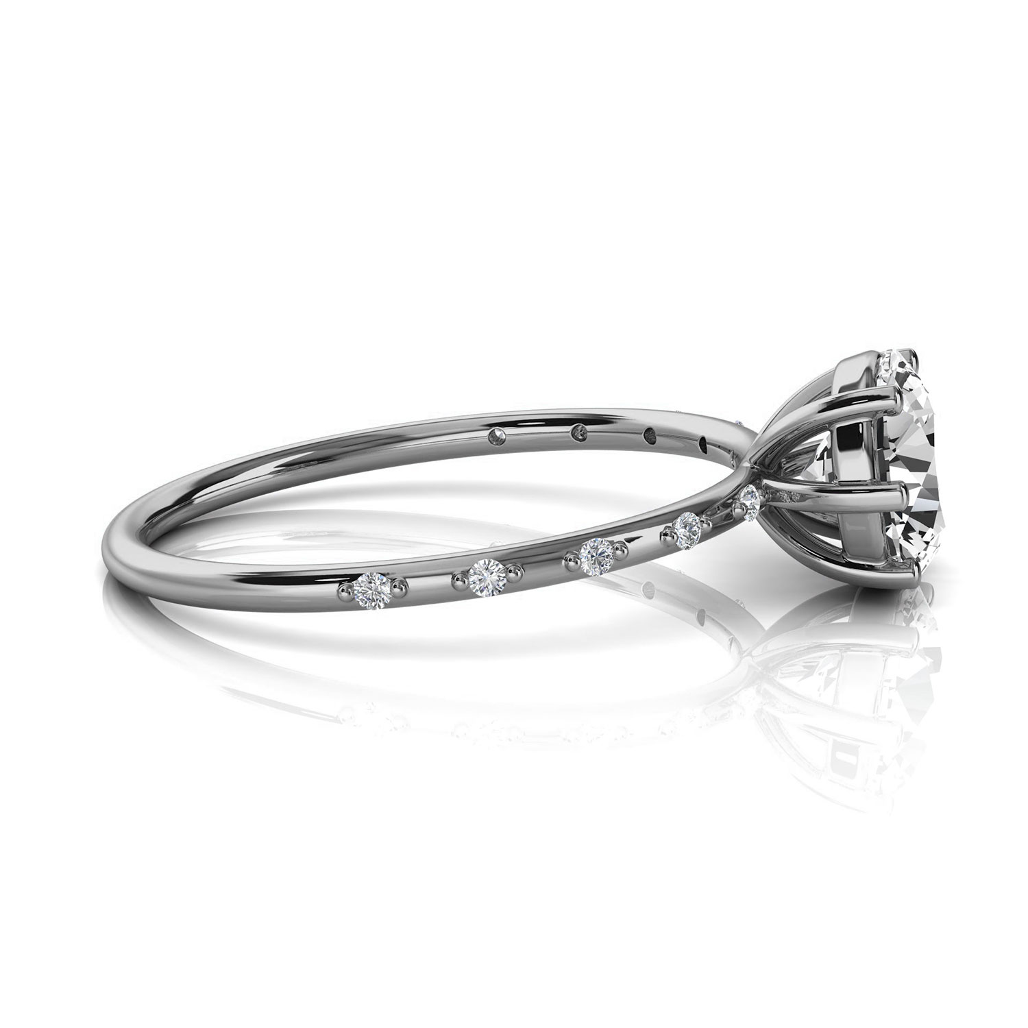 14K White Gold Tinah Minimalist Earthy Organic Lab Grown Diamond Ring (1/20 ct. tw)