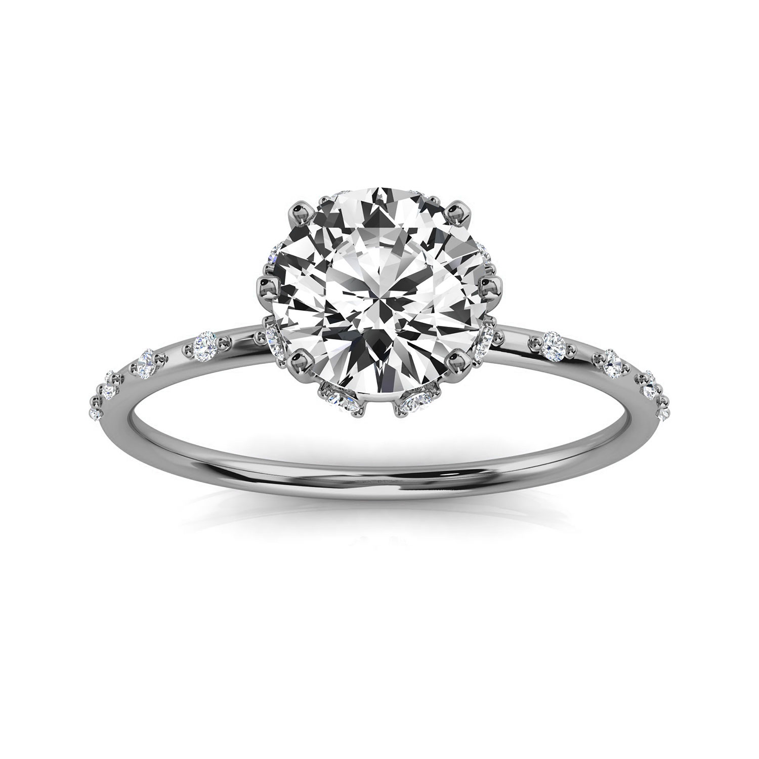 14K White Gold Niva Organic Hidden Halo Lab Grown Diamond Ring (1/5 ct. tw)