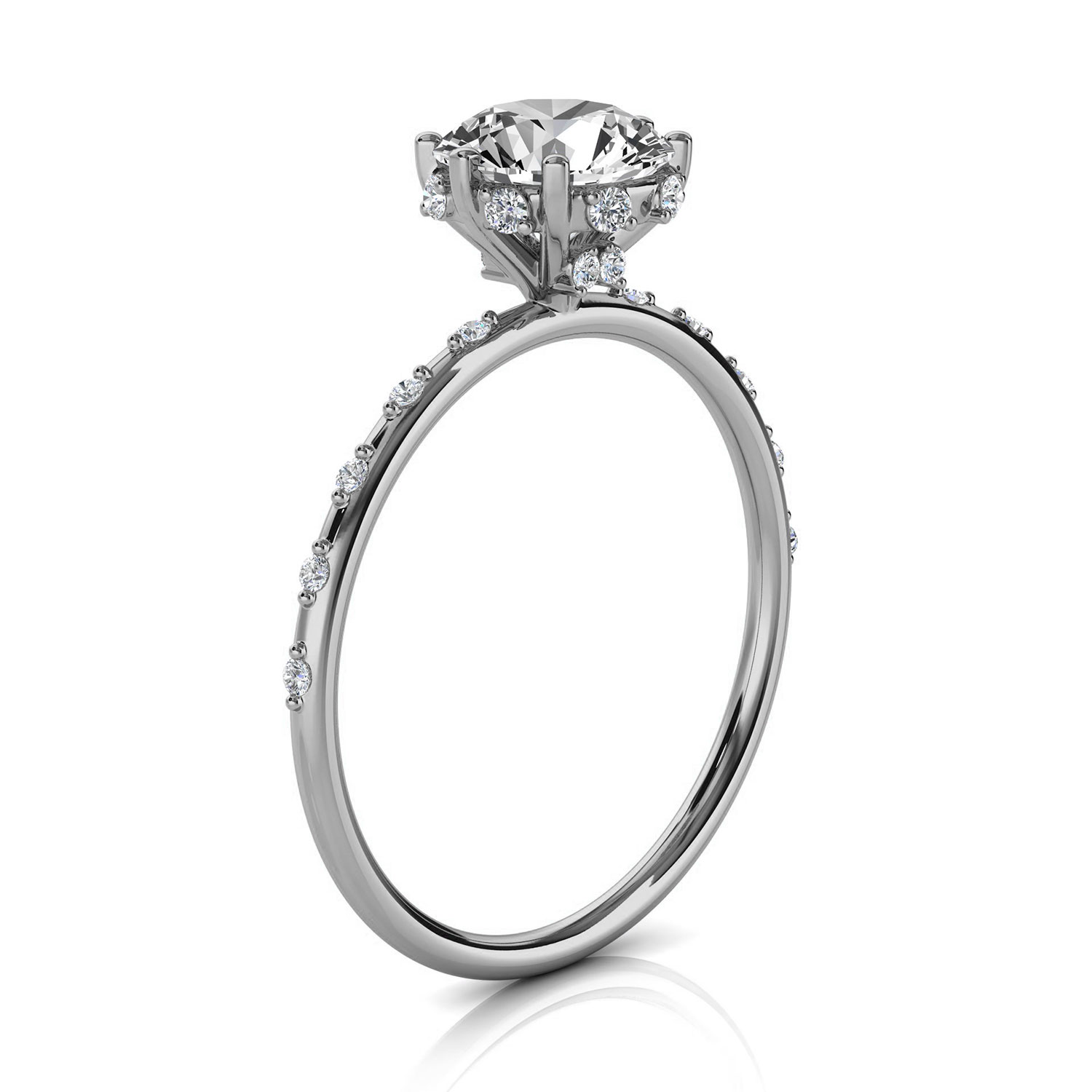 14K White Gold Niva Organic Hidden Halo Lab Grown Diamond Ring (1/5 ct. tw)