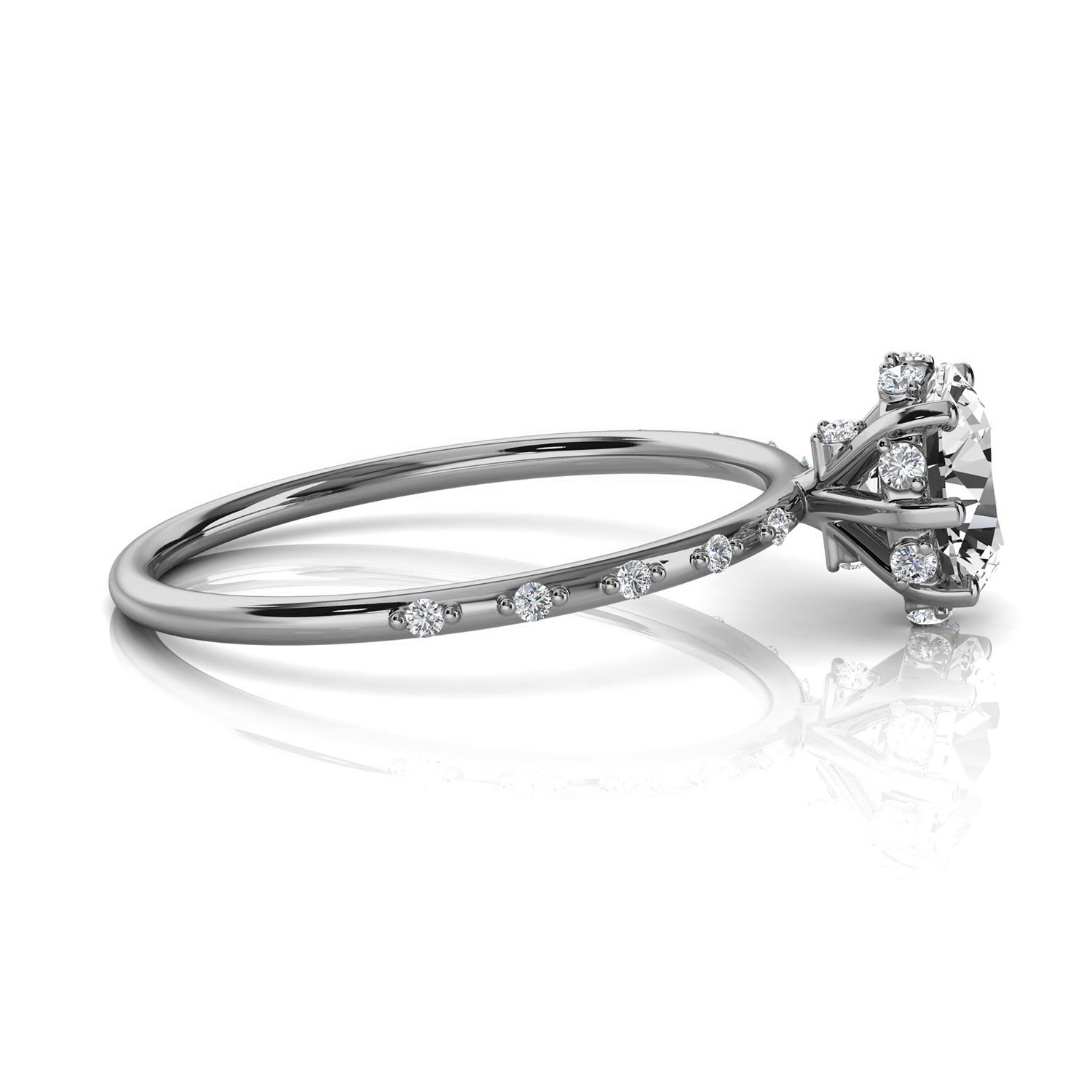 14K White Gold Niva Organic Hidden Halo Lab Grown Diamond Ring (1/5 ct. tw)