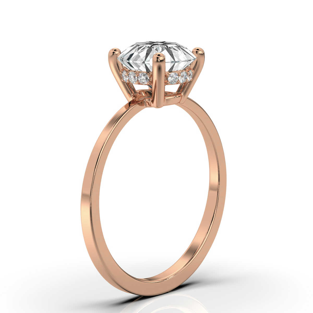 Buy Best 18K Rose Gold Ranit Hidden Halo Lab Grown Diamond Lab Grown ...