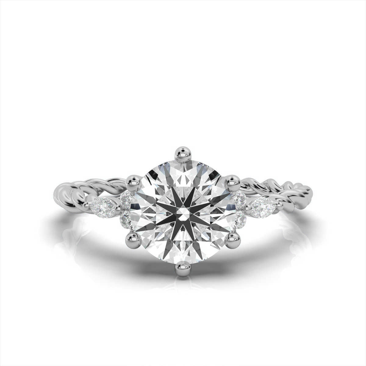 14K White Gold Elena Braided Lab Grown Diamond Ring (1/10 ct. tw)