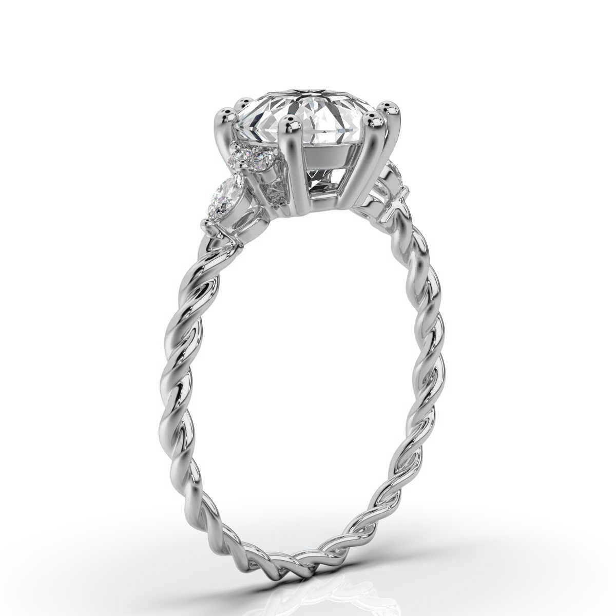 14K White Gold Elena Braided Lab Grown Diamond Ring (1/10 ct. tw)