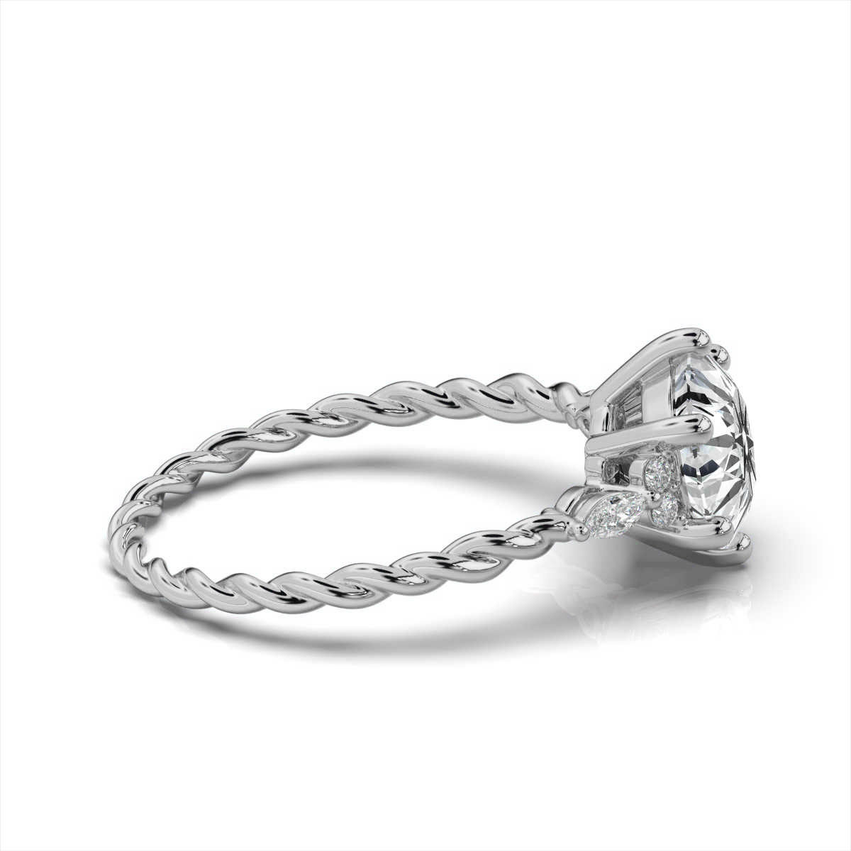 14K White Gold Elena Braided Lab Grown Diamond Ring (1/10 ct. tw)