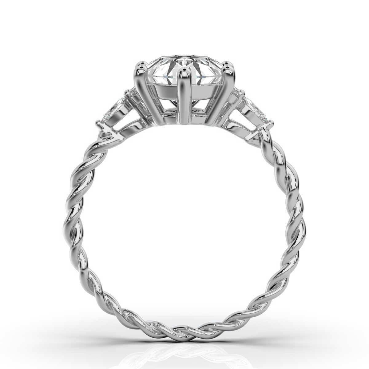 14K White Gold Elena Braided Lab Grown Diamond Ring (1/10 ct. tw)