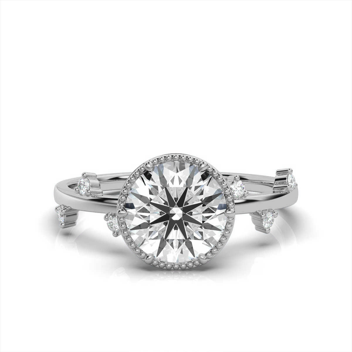 14K White Gold Emma Milgrain Lab Grown Diamond Ring (1/20 ct. tw)