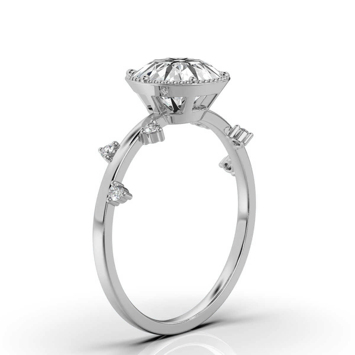 14K White Gold Emma Milgrain Lab Grown Diamond Ring (1/20 ct. tw)