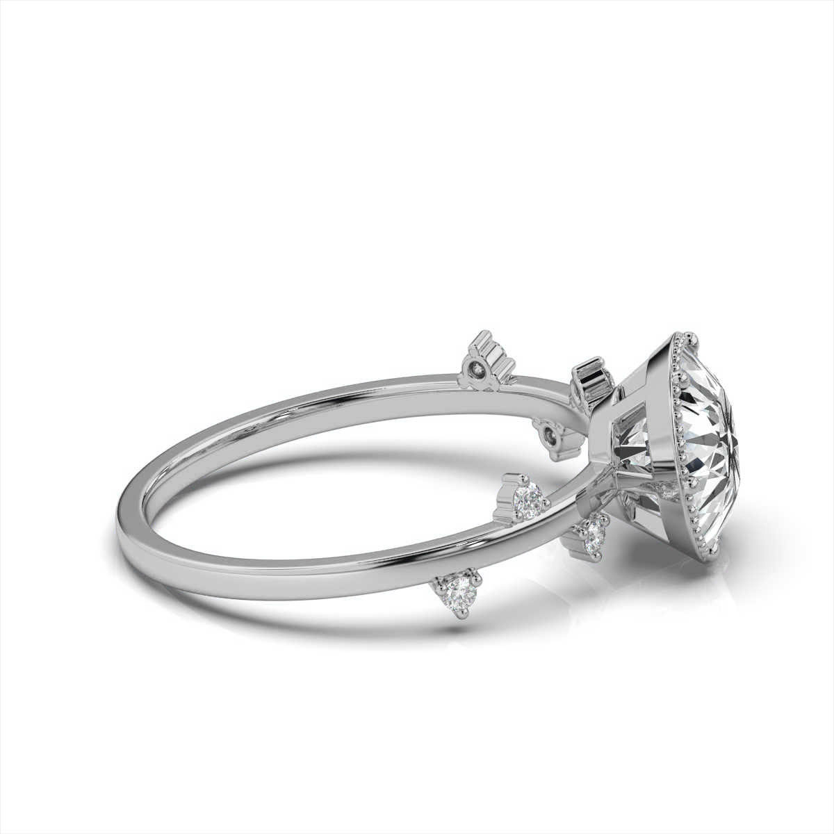 14K White Gold Emma Milgrain Lab Grown Diamond Ring (1/20 ct. tw)
