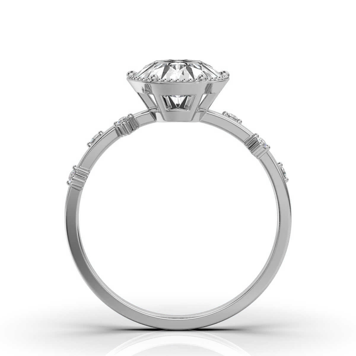 14K White Gold Emma Milgrain Lab Grown Diamond Ring (1/20 ct. tw)