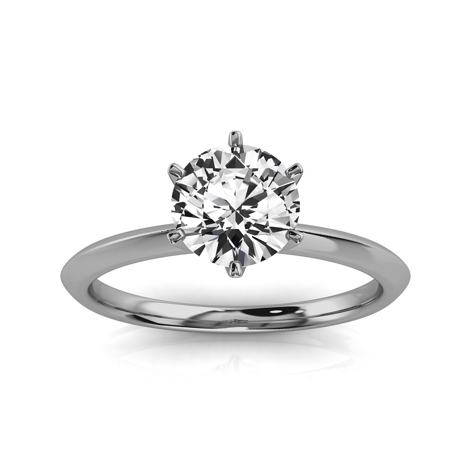 14K White Gold Jennel 1.7 mm Six Prongs Solitaire Ring 