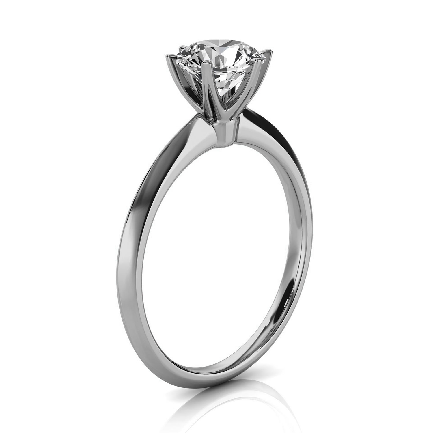 14K White Gold Jennel 1.7 mm Six Prongs Solitaire Ring 