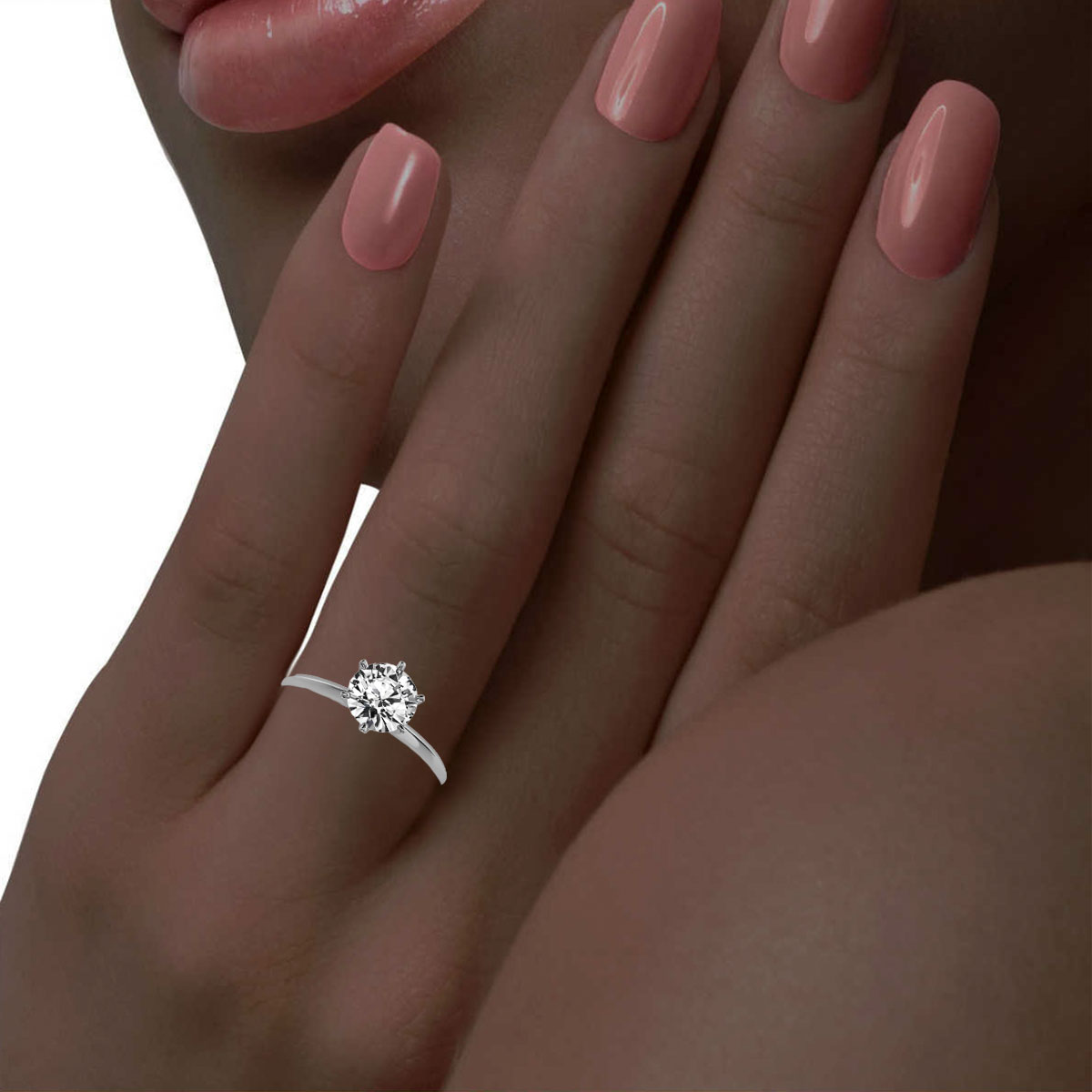 14K White Gold Jennel 1.7 mm Six Prongs Solitaire Ring 