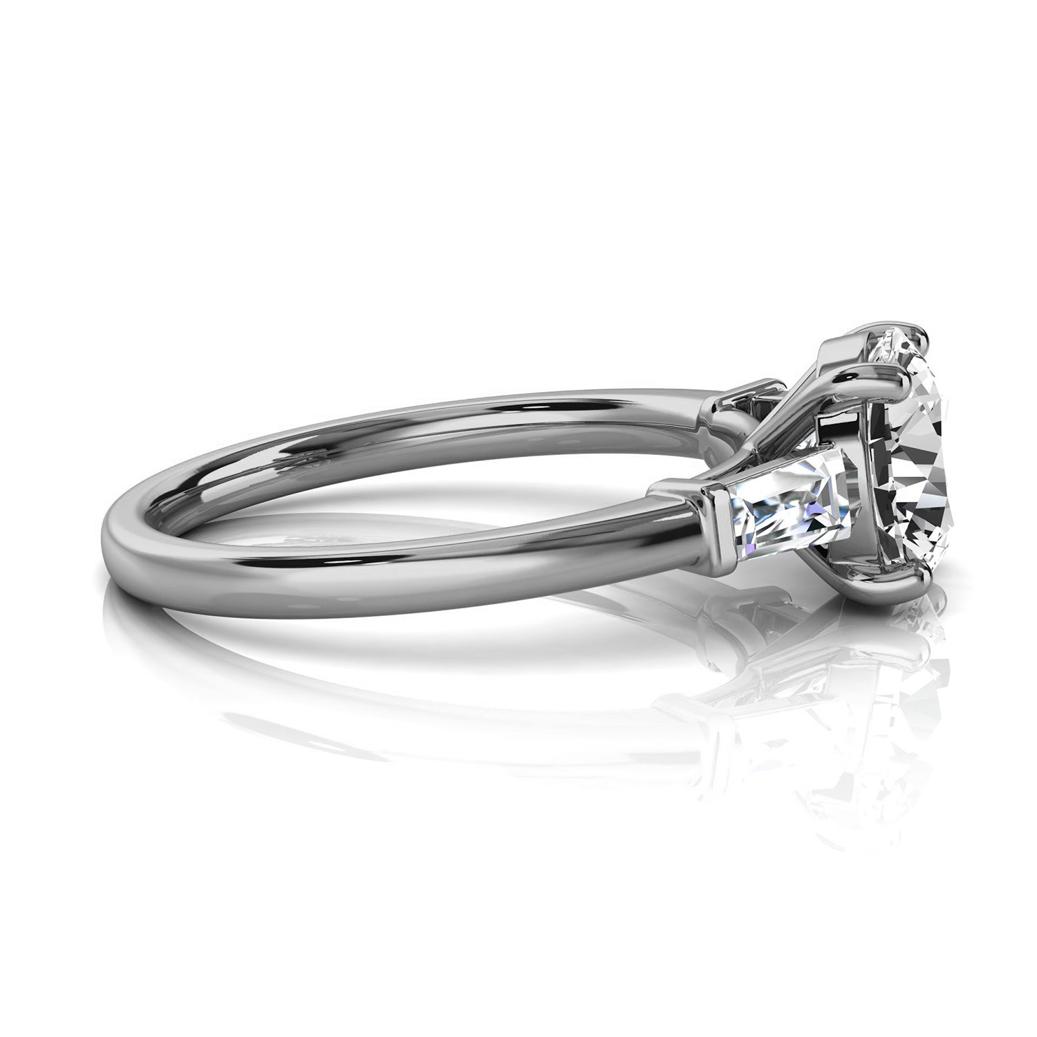 14K White Gold Gazelle Trilogy Tapered Baguette Lab Grown Diamond Ring (1/4 ct. tw)