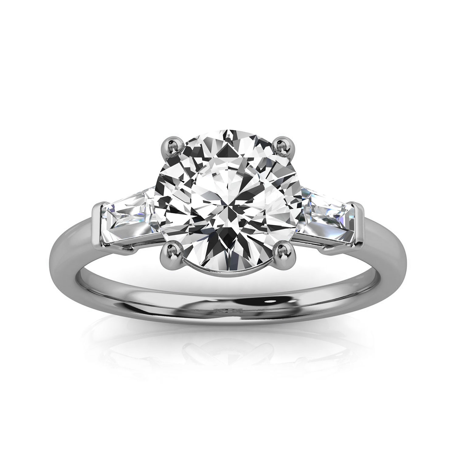 14K White Gold Gazelle Trilogy Tapered Baguette Lab Grown Diamond Ring (1/4 ct. tw)
