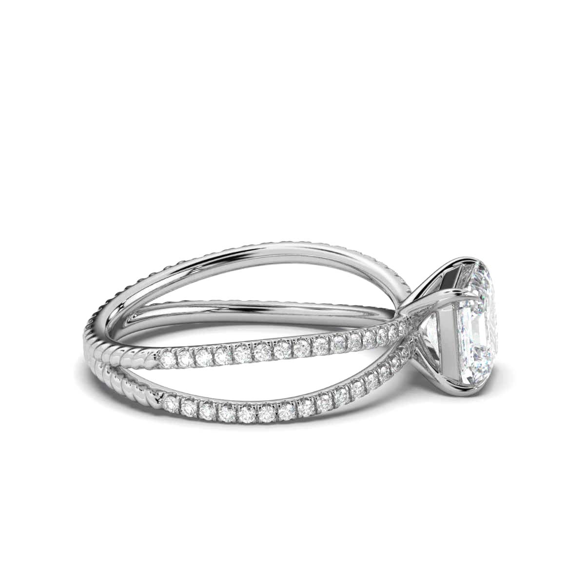 14K White Gold Larochette Braided Claw Prong Lab Grown Diamond Ring (4/5 ct. tw)