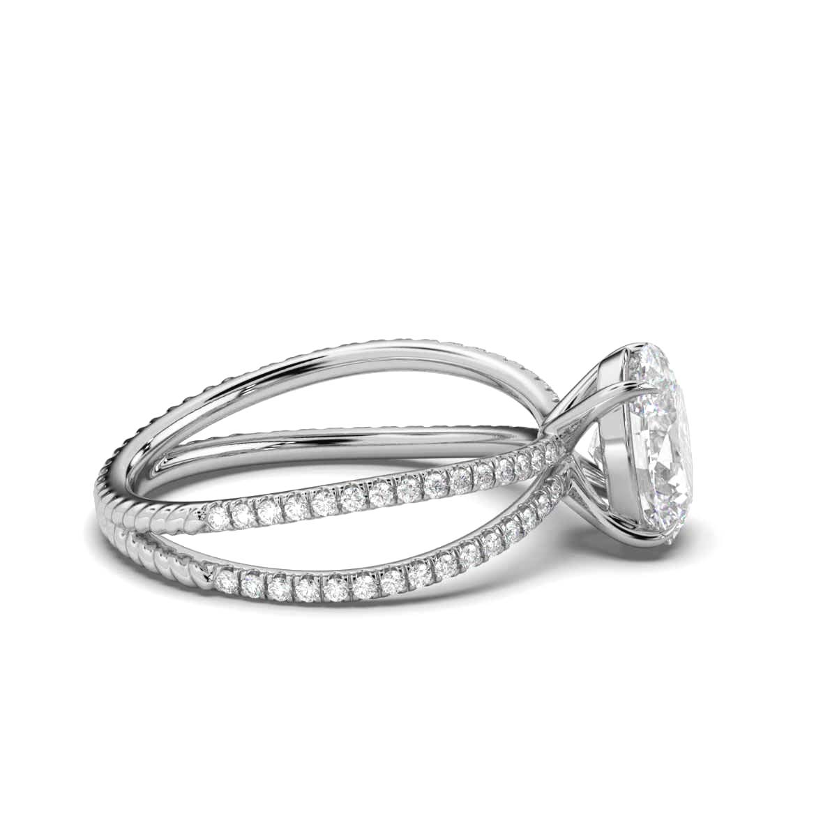14K White Gold Larochette Braided Claw Prong Lab Grown Diamond Ring (4/5 ct. tw)