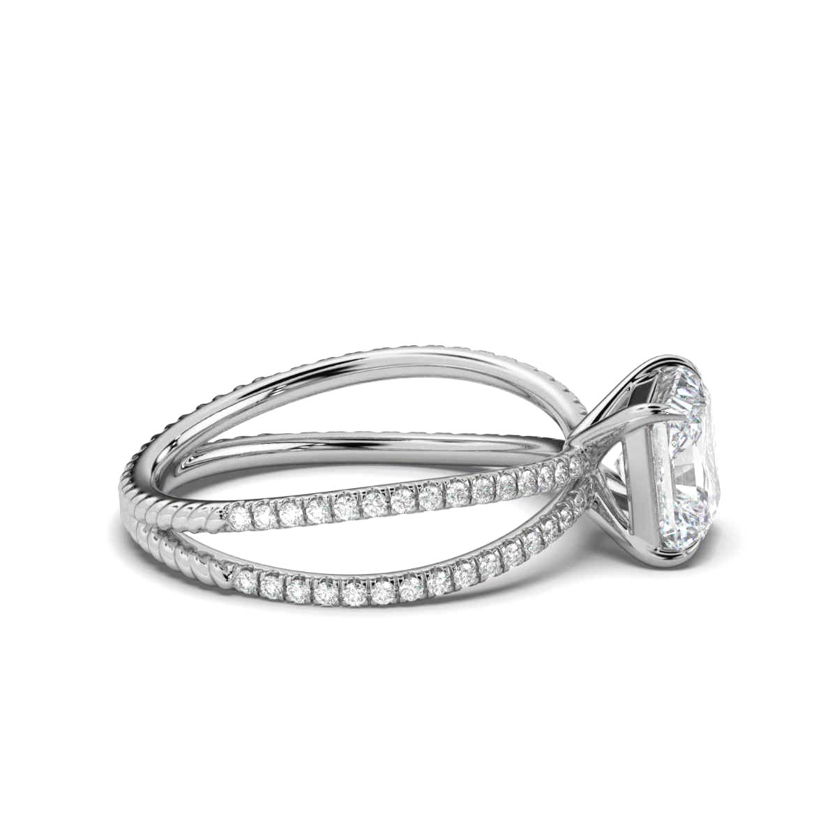 14K White Gold Larochette Braided Claw Prong Lab Grown Diamond Ring (4/5 ct. tw)