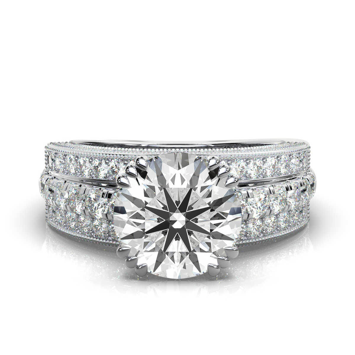 14K White Gold Levana Milgrain Lab Grown Diamond Ring (1 ct. tw)