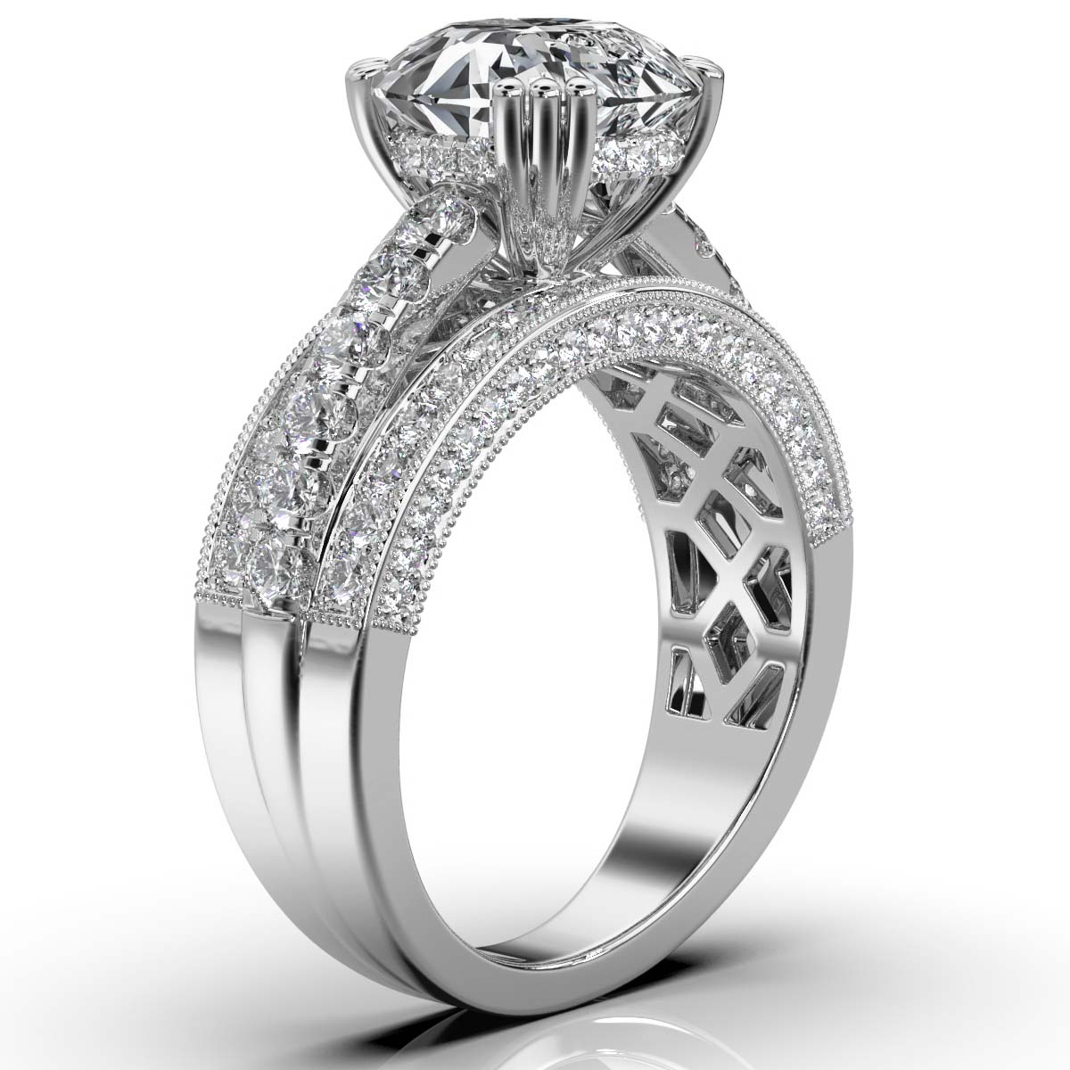14K White Gold Levana Milgrain Lab Grown Diamond Ring (1 ct. tw)