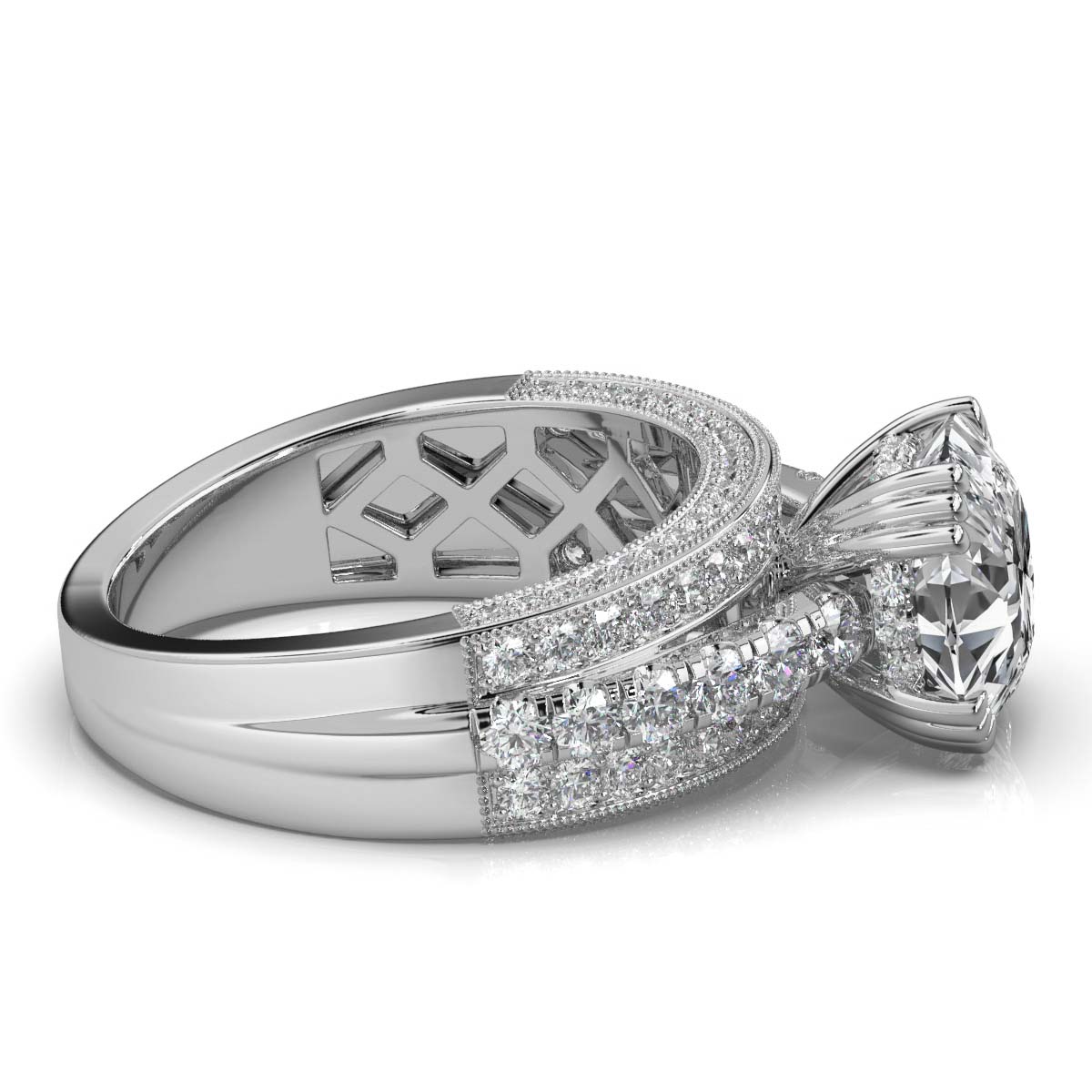 14K White Gold Levana Milgrain Lab Grown Diamond Ring (1 ct. tw)