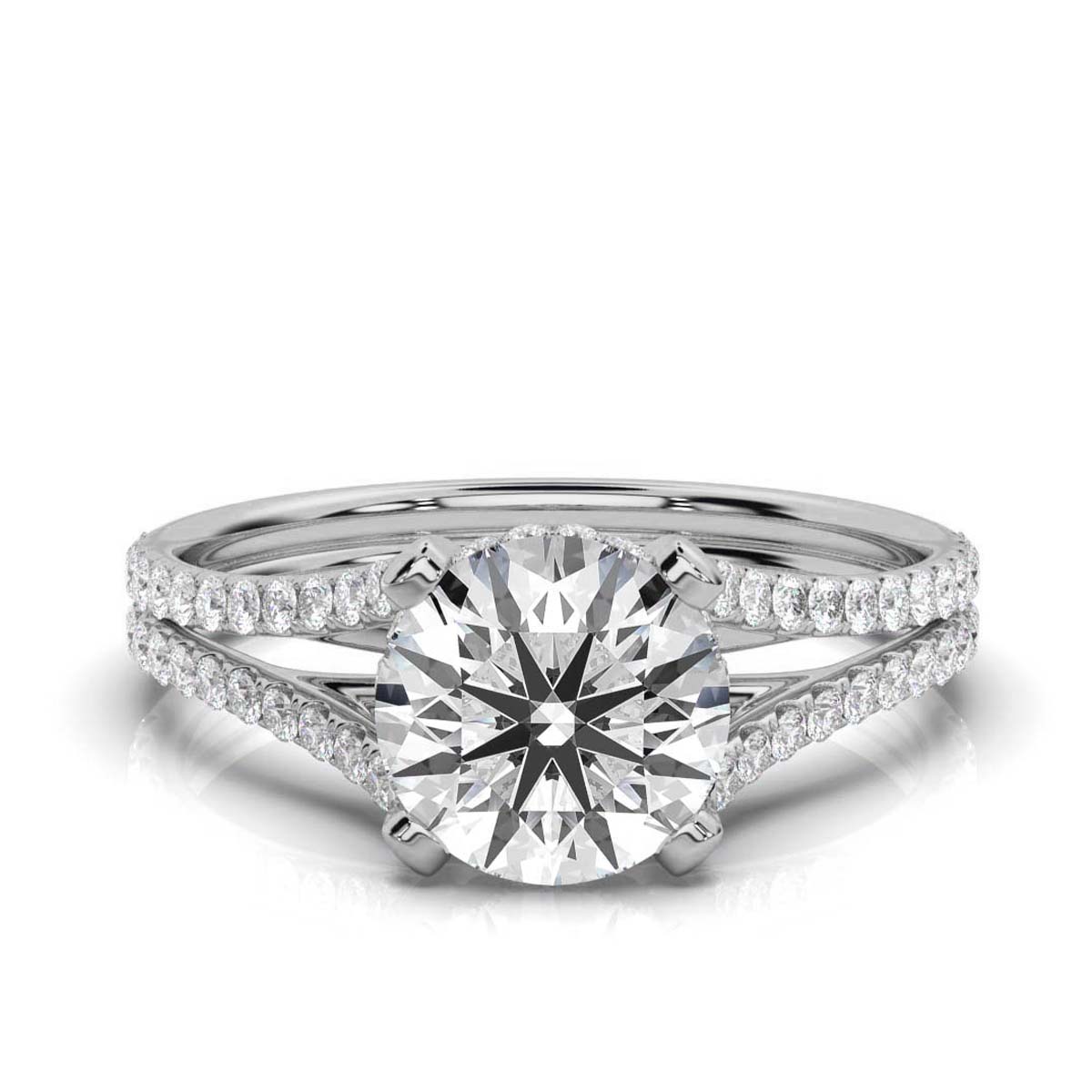 14K White Gold Raylene Split Shank Hidden Halo Lab Grown Diamond Ring ( 1/3 ct. tw)