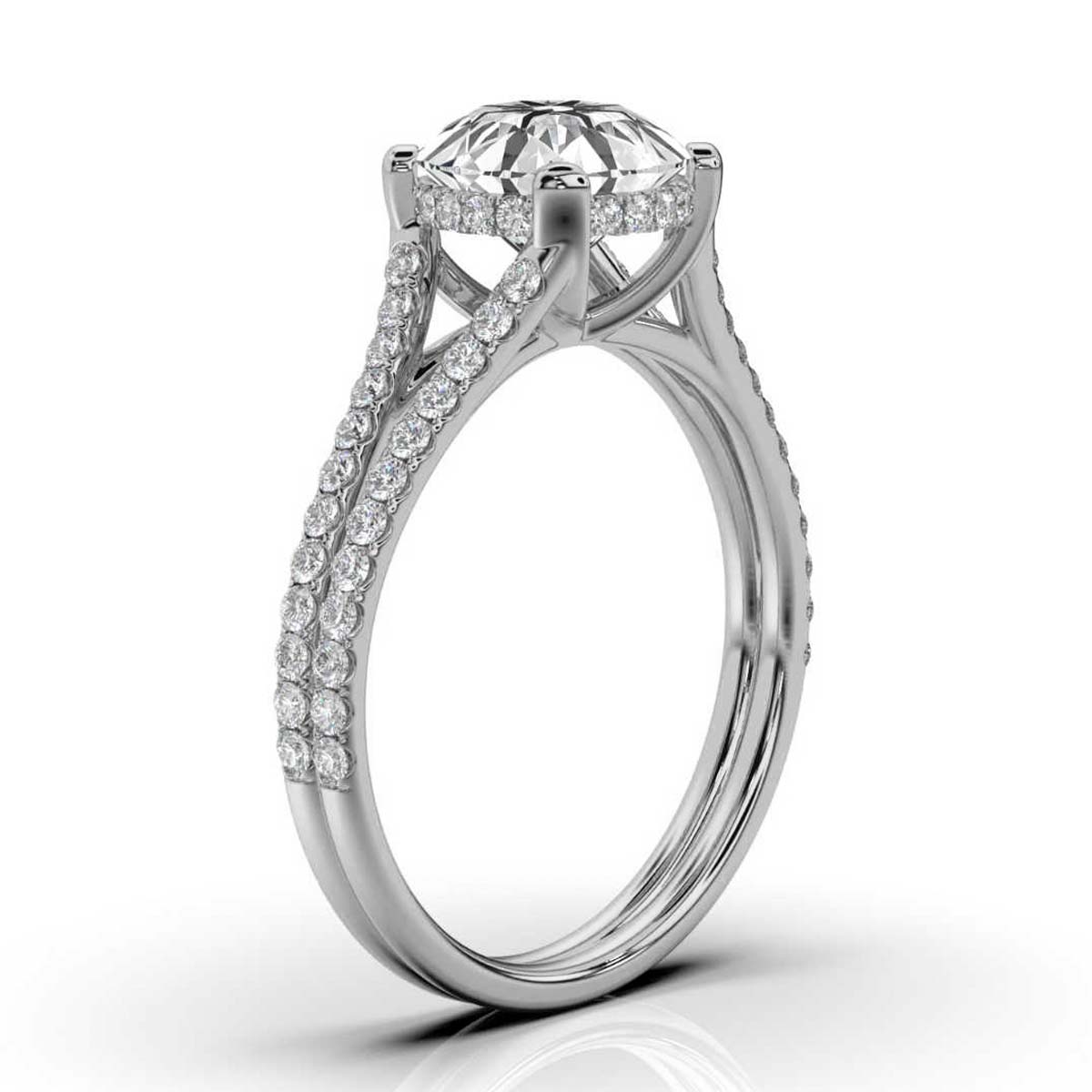 14K White Gold Raylene Split Shank Hidden Halo Lab Grown Diamond Ring ( 1/3 ct. tw)