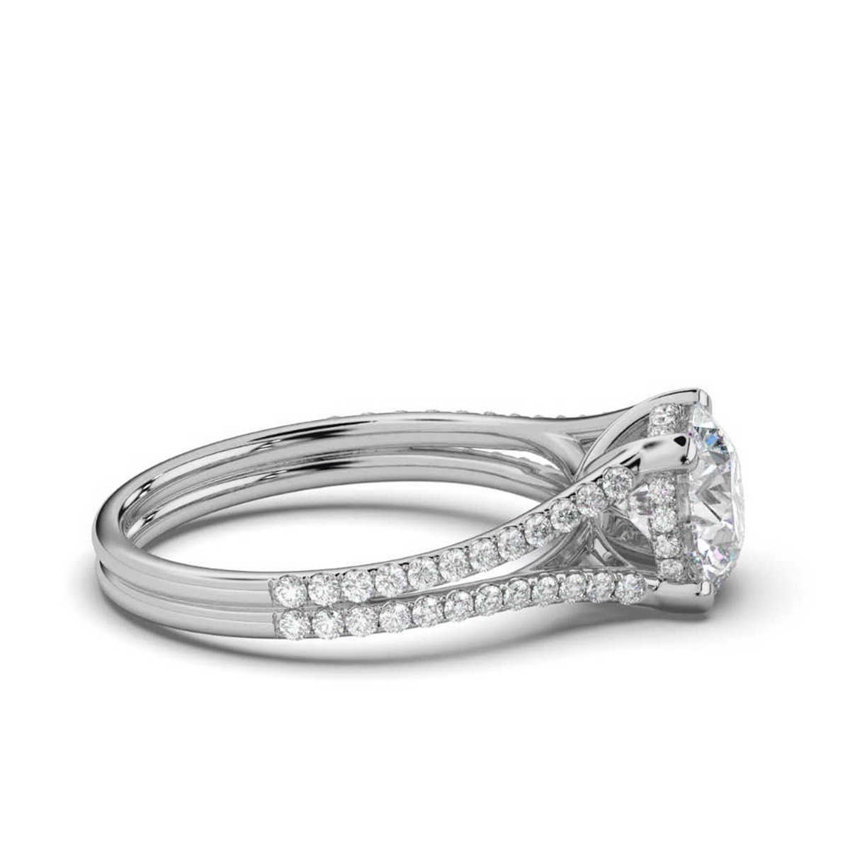 14K White Gold Raylene Split Shank Hidden Halo Lab Grown Diamond Ring ( 1/3 ct. tw)
