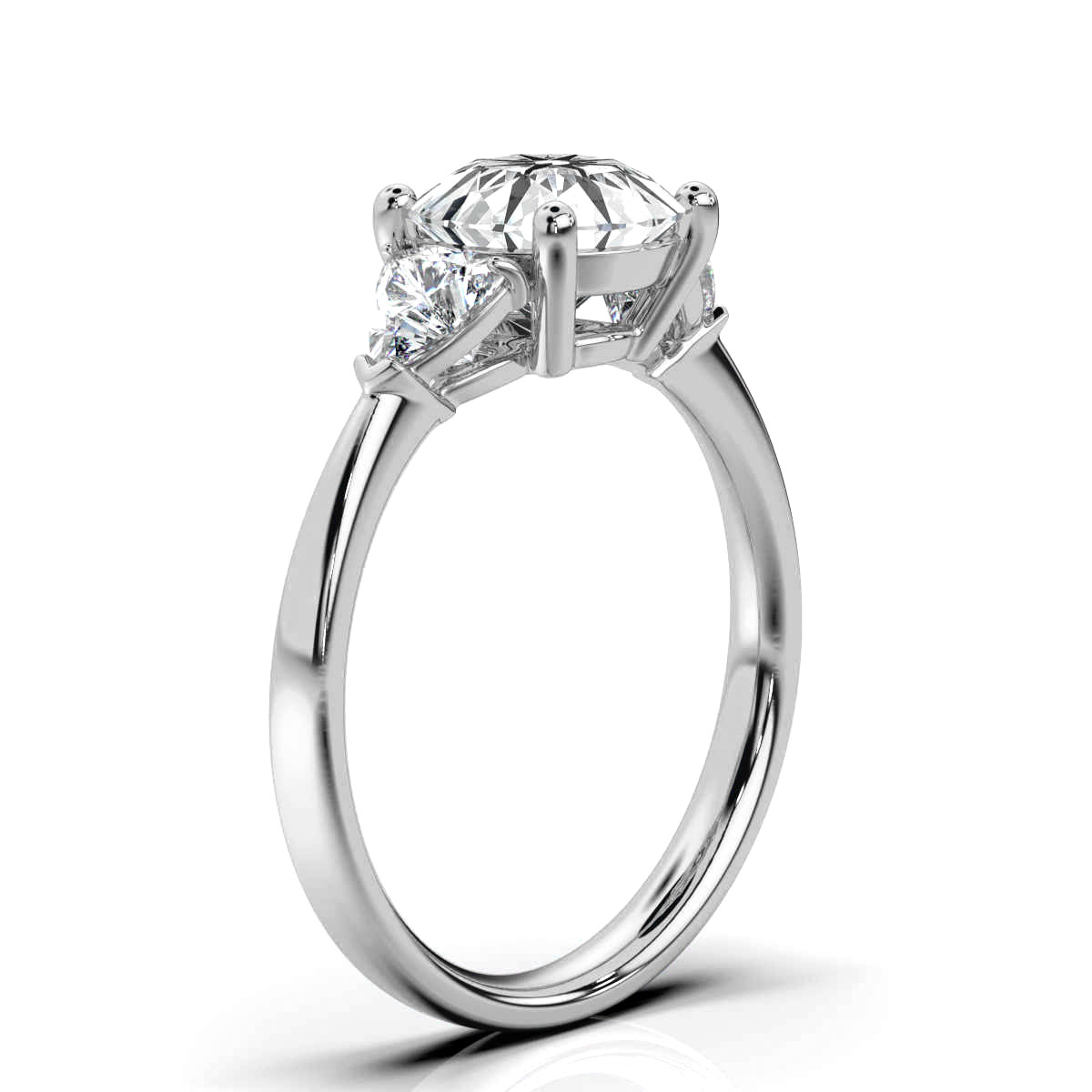 14K White Gold Mirabella Trillion Three Stone Lab Grown Diamond Ring (1/2 ct. tw)