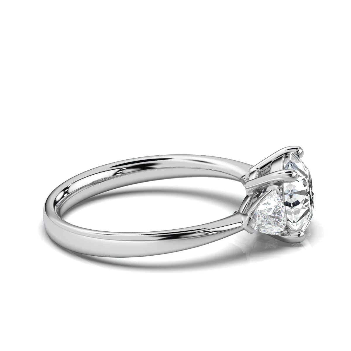 14K White Gold Mirabella Trillion Three Stone Lab Grown Diamond Ring (1/2 ct. tw)