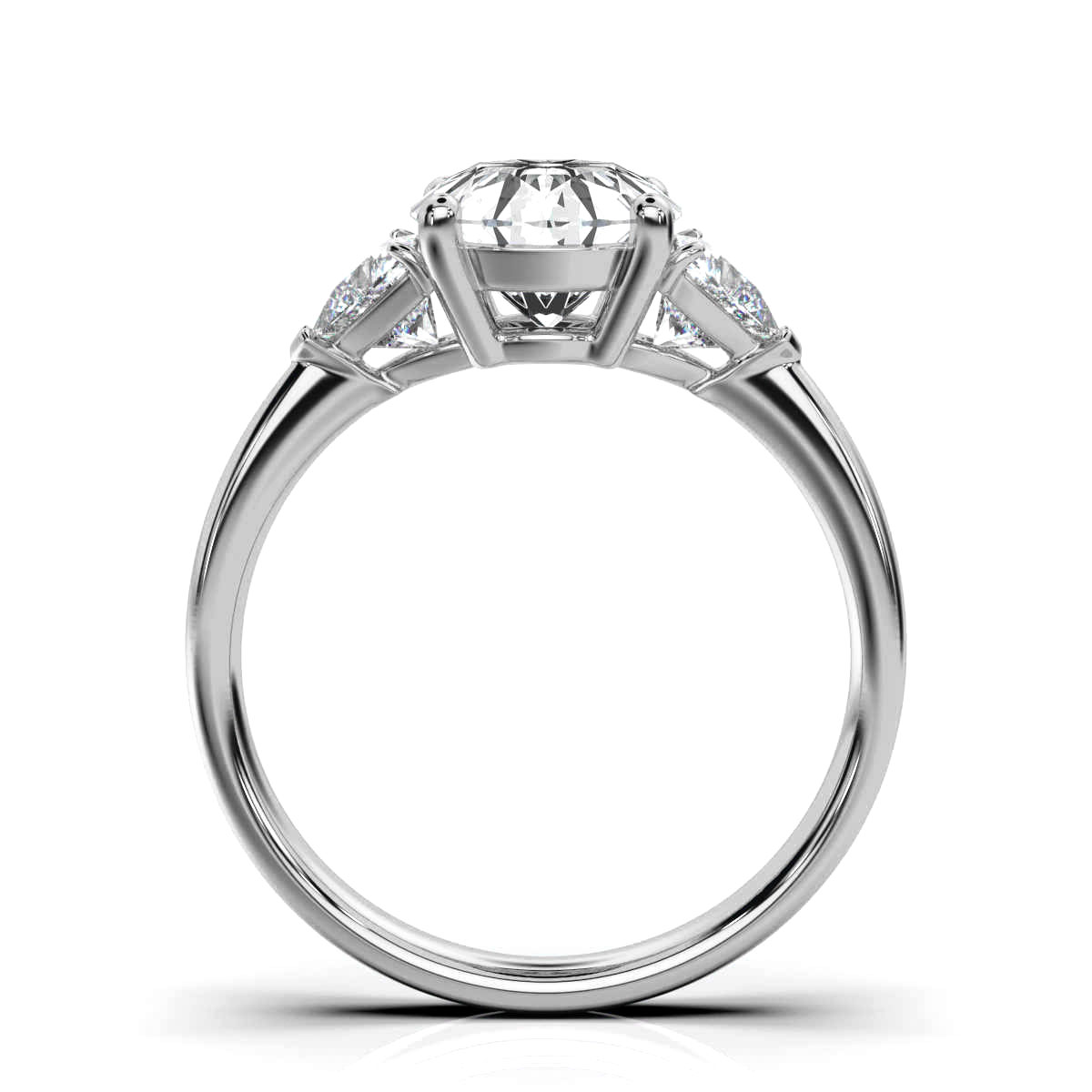 14K White Gold Mirabella Trillion Three Stone Lab Grown Diamond Ring (1/2 ct. tw)