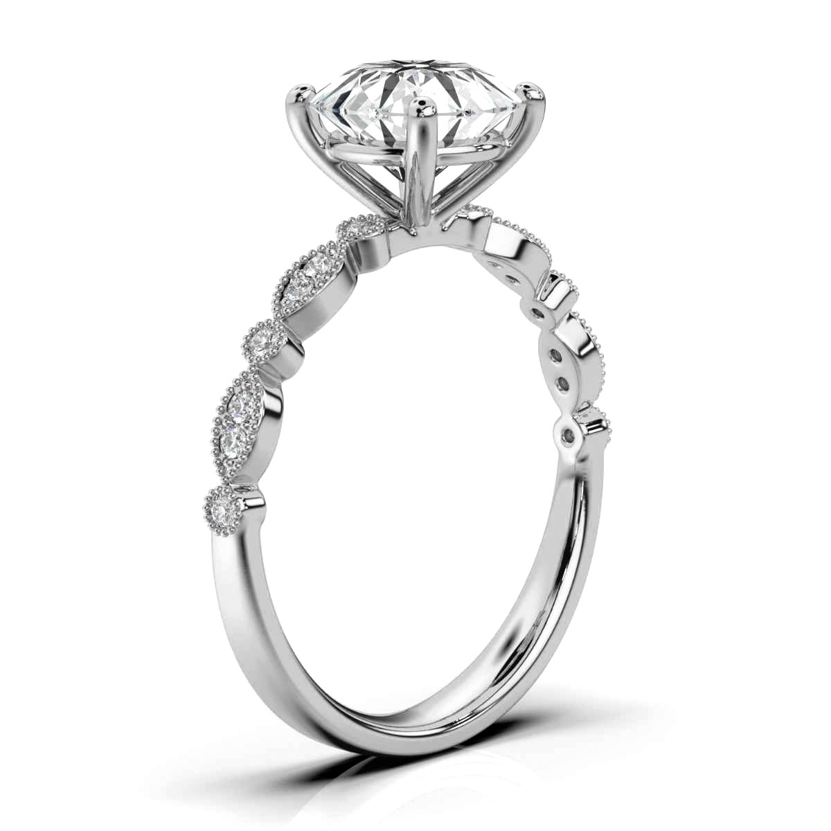 14K White Gold Rita Milgrain Lab Grown Diamond Ring (1/20 ct. tw)