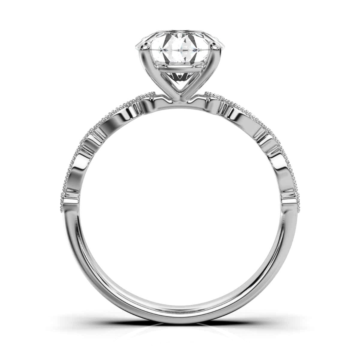 14K White Gold Rita Milgrain Lab Grown Diamond Ring (1/20 ct. tw)