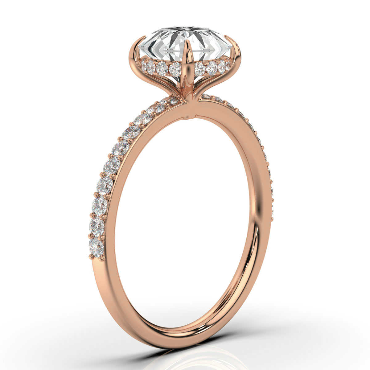 18K Rose Gold La Perrie Hidden Halo Lab Grown Diamond Ring (1/4 ct. tw)