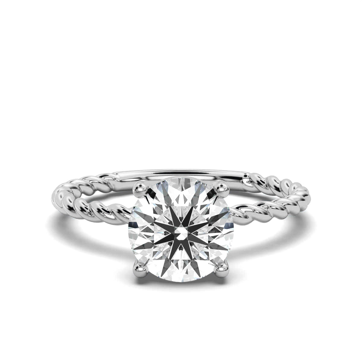 14K White Gold Lynn Braided Solitaire Ring 